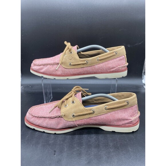 Sperry 2-Eye Top Sider Boat Shoes Mens Size 12 Red Canvas STS18768 - Picture 2 of 7